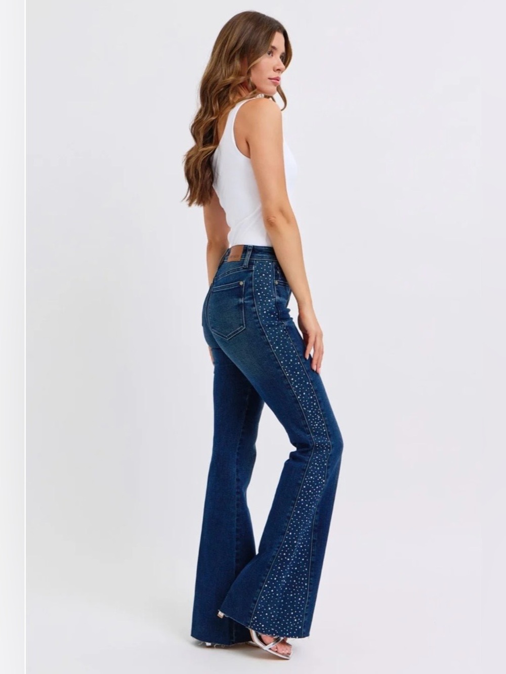 Judy Blue Fit & Flare Jeans with Rhinestone Studded Side Panels